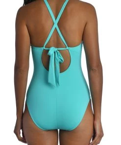 La Blanca Island Goddess High Neck Keyhole One Piece