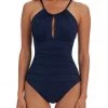 La Blanca Island Goddess High Neck Keyhole One Piece