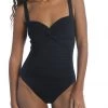 La Blanca Island Goddess Twist Shirred One Piece One-Piece