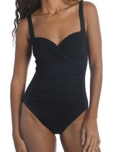 La Blanca Island Goddess Twist Shirred One Piece One-Piece