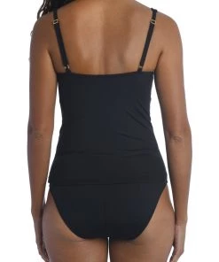 La Blanca Island Goddess Twist Bandeau Shirred Tankini Top