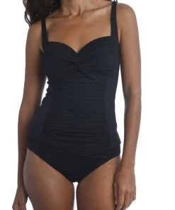 La Blanca Island Goddess Twist Bandeau Shirred Tankini Top