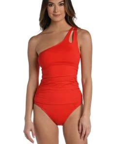 La Blanca Tops Island Goddess One Shoulder Keyhole Tankini Top