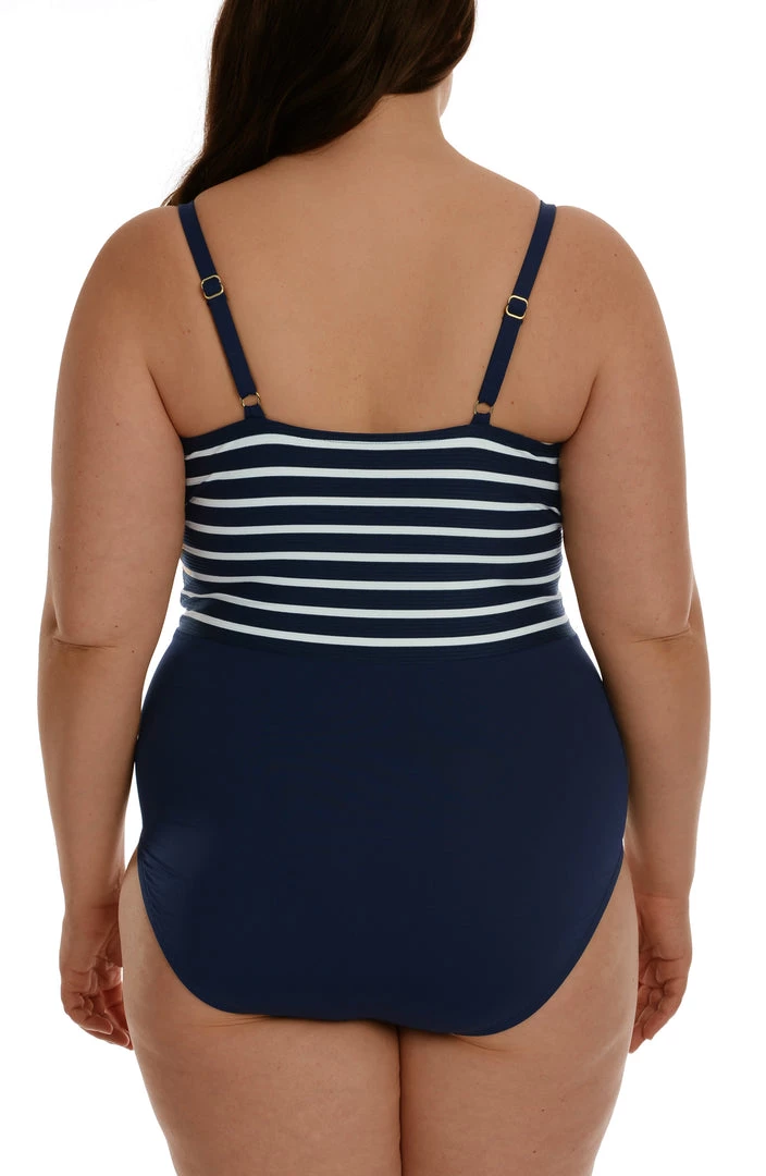 La Blanca Capri Stripe Plunge One Piece