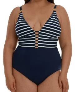 La Blanca Capri Stripe Plunge One Piece