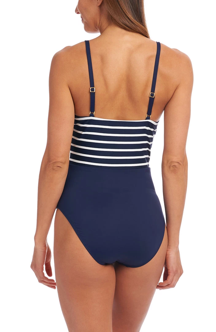 La Blanca Capri Stripe Plunge One Piece