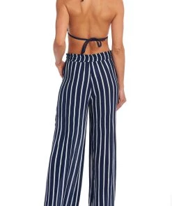 La Blanca Capri Stripe Tie Front Slit Pant