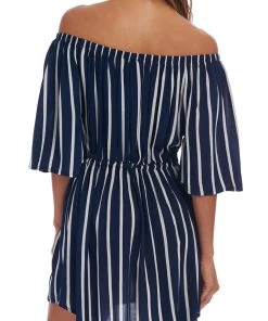 La Blanca Capri Stripe Off The Shoulder Dress Cover Ups