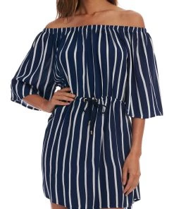 La Blanca Capri Stripe Off The Shoulder Dress Cover Ups