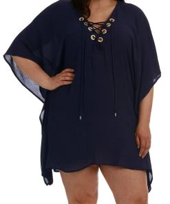 La Blanca Capri Lace Front Caftan Dress Cover Ups
