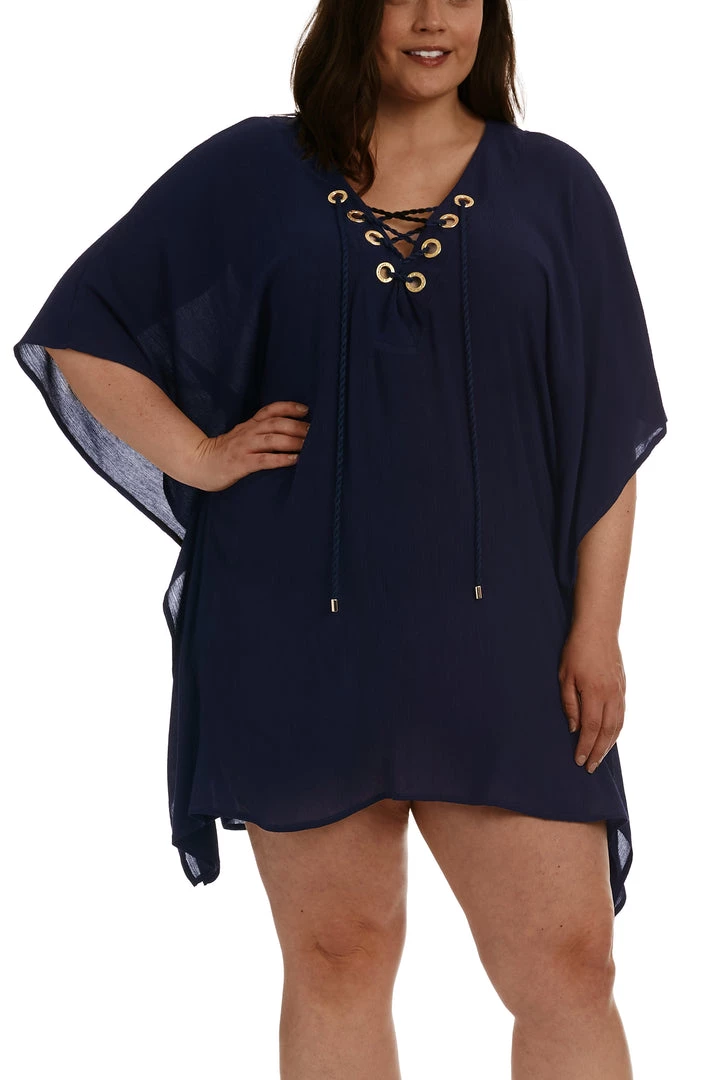 La Blanca Capri Lace Front Caftan Dress Cover Ups
