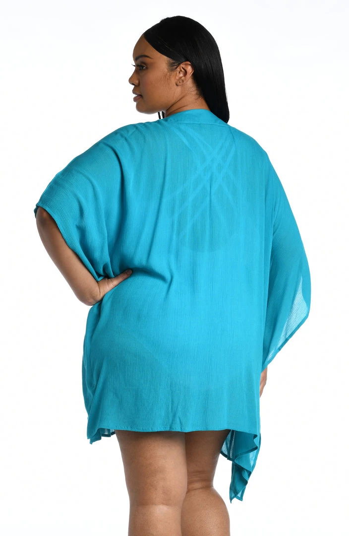 La Blanca Cover Ups Capri Lace Front Caftan Dress