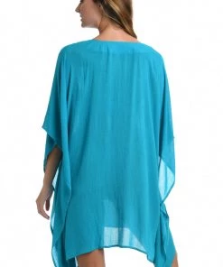 La Blanca Cover Ups Capri Lace Front Caftan Dress