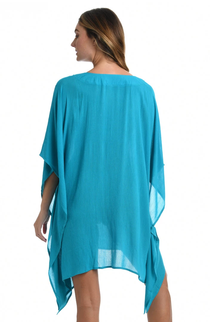La Blanca Cover Ups Capri Lace Front Caftan Dress