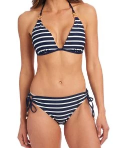 La Blanca Capri Stripe Halter Triangle Top Tops