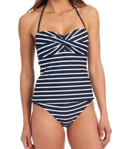 La Blanca Capri Stripe Bandeau Tankini Top