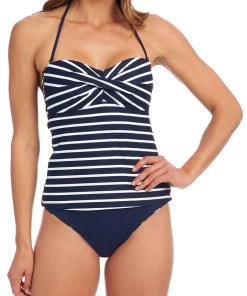 La Blanca Capri Stripe Bandeau Tankini Top