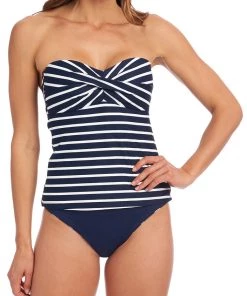 La Blanca Capri Stripe Bandeau Tankini Top