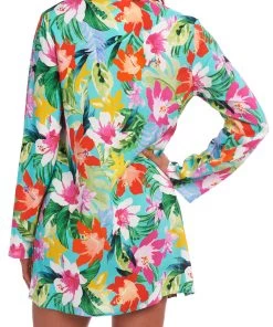 La Blanca Tropea Breeze Lace Up Tunic Cover Ups