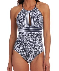 La Blanca Apulia Mix High Neck Keyhole One Piece One-Piece