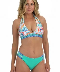 La Blanca Terra Italia Reversible Banded Halter Triangle Top