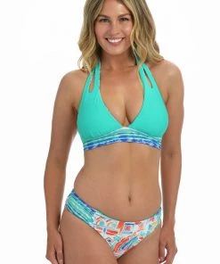 La Blanca Terra Italia Reversible Banded Halter Triangle Top