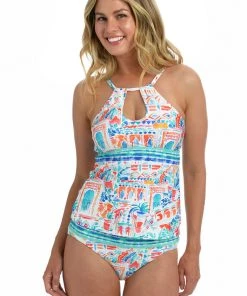 La Blanca Terra Italia High Neck Keyhole Tankini Top