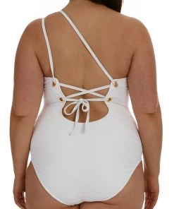 La Blanca Linea Costa Lace Back One Shoulder One Piece One-Piece