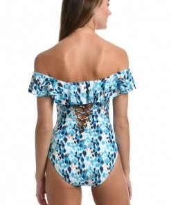 La Blanca Seaglass Shores Off Shoulder Ruffle One Piece