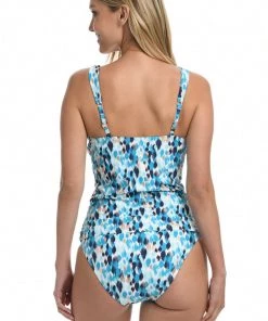La Blanca Tops Seaglass Shores Ruffle Surplice Tankini Top