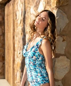 La Blanca Tops Seaglass Shores Ruffle Surplice Tankini Top