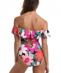 La Blanca In Full Bloom Off Shoulder Ruffle One Piece One-Piece