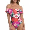 La Blanca In Full Bloom Off Shoulder Ruffle One Piece One-Piece