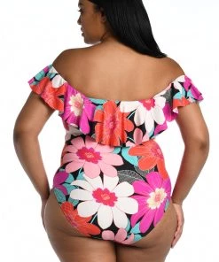 La Blanca In Full Bloom Off Shoulder Ruffle One Piece One-Piece