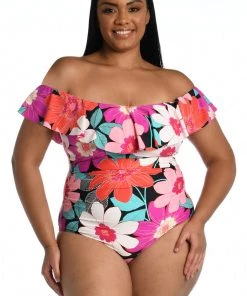 La Blanca In Full Bloom Off Shoulder Ruffle One Piece One-Piece