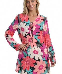 La Blanca In Full Bloom V-Neck Tunic Cover Ups