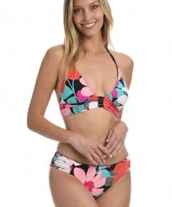 La Blanca Tops In Full Bloom Reversible Triangle Knot Halter Top