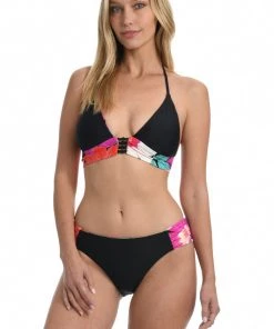 La Blanca Tops In Full Bloom Reversible Triangle Knot Halter Top