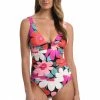 La Blanca In Full Bloom Over The Shoulder Knot Tankini Top