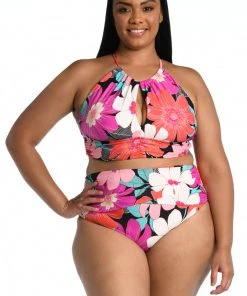La Blanca In Full Bloom High Neck Midkini Top