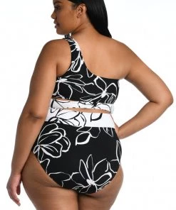 La Blanca Moonlit Silhouette One Shoulder Midkini Top Tops