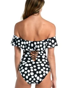 La Blanca Mod For Dot Off Shoulder Ruffle One Piece One-Piece