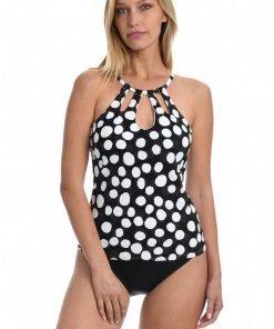 La Blanca Tops Mod For Dot Keyhole Tankini Top