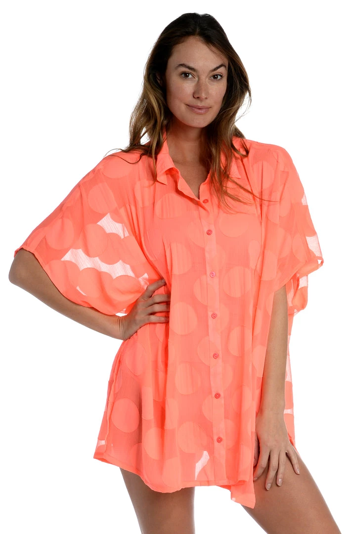 La Blanca Mod For Dot Convertible Shirt Dress