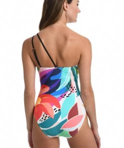 La Blanca Eclectic Shore One Shoulder Keyhole One Piece