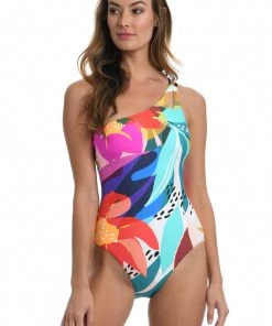 La Blanca Eclectic Shore One Shoulder Keyhole One Piece