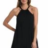 La Blanca Cover Ups Draped Darling High Neck Mini Dress