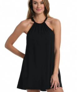 La Blanca Cover Ups Draped Darling High Neck Mini Dress
