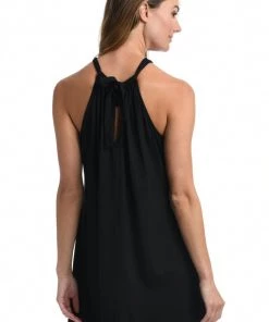 La Blanca Cover Ups Draped Darling High Neck Mini Dress
