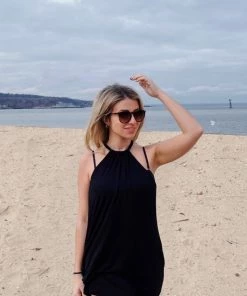 La Blanca Cover Ups Draped Darling High Neck Mini Dress